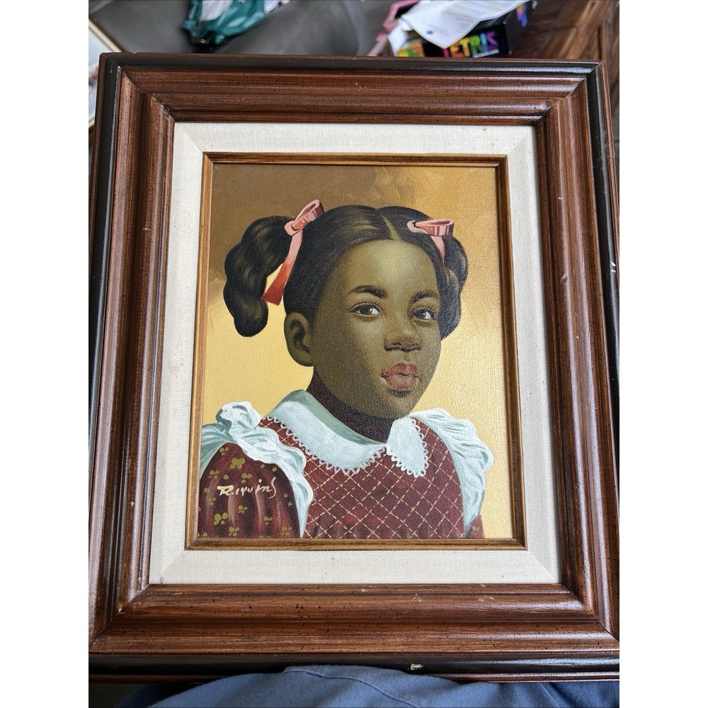 R. Lyuins‎ Oil On On Canvass Art Original Portrait Of Little Girl Art Is 8x10